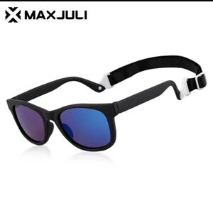 MAXJULI Baby Black Sunglasses with Blue Lenses UV Protection